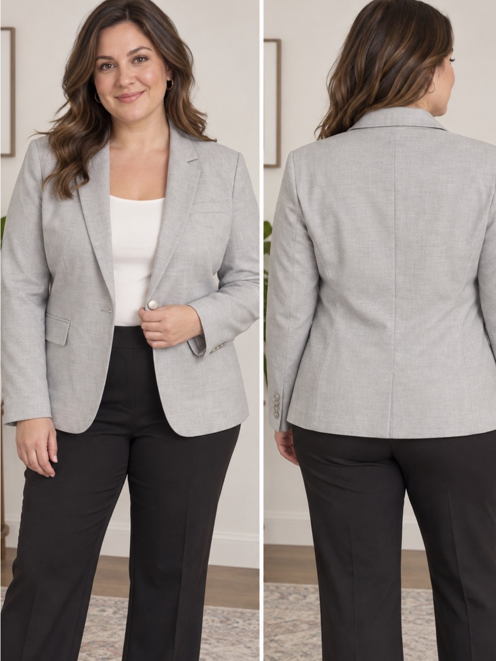 Taylor Light Gray Single-Button Women's Blazer